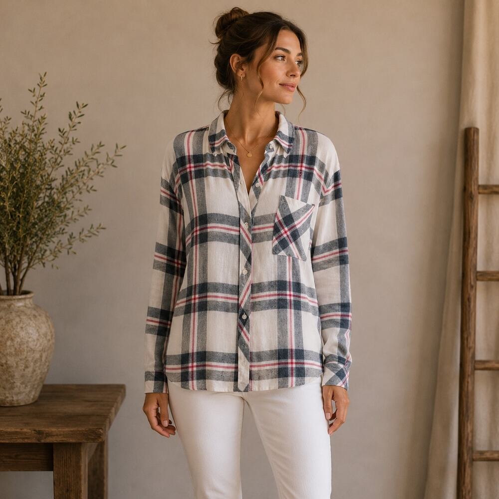Rails Red, White and Navy Plaid Button Down Sm